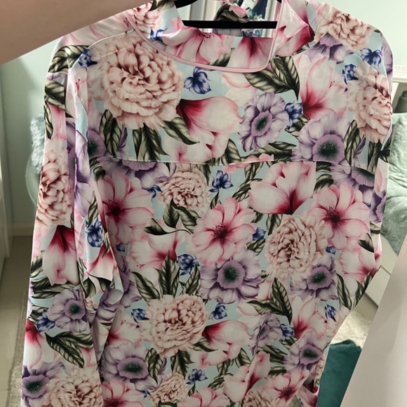 LADIES SATIN FLORAL PJ SET - Picture 4 of 6